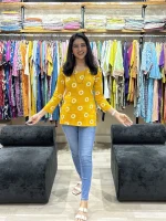 Sunburst Print Casual Cotton Tunic Top_result