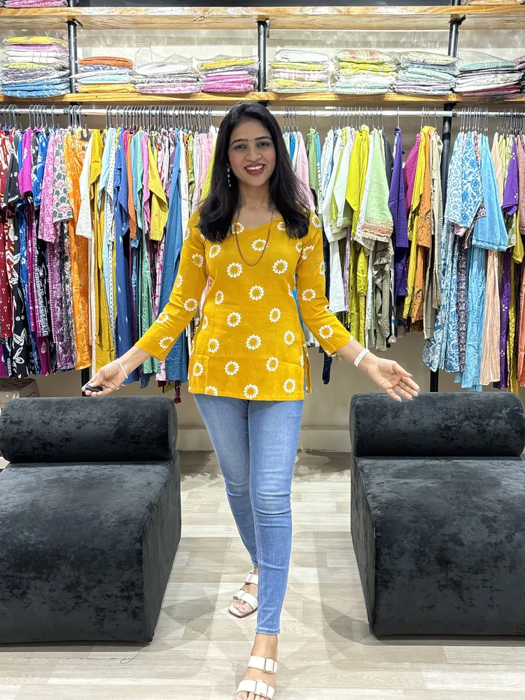 Sunburst Print Casual Cotton Tunic Top_result