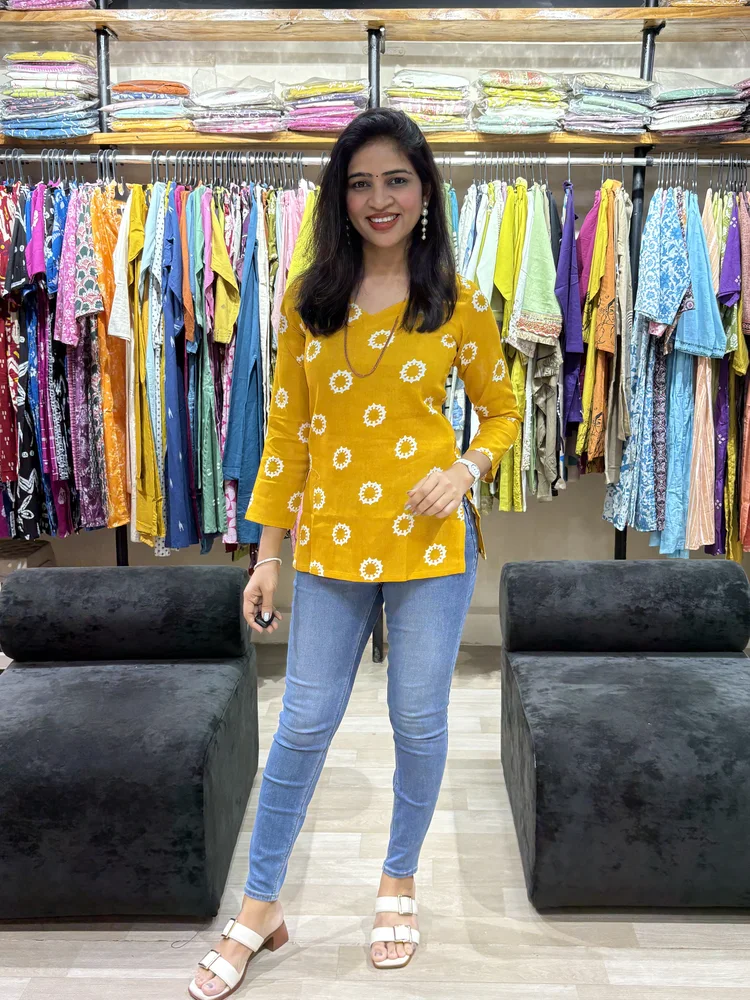 Sunburst Print Casual Cotton Tunic Top_result
