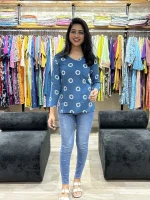 Sunburst Print Casual Cotton Tunic Top_result