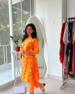 Sunlit Marigold Printed Kurta Pant Set