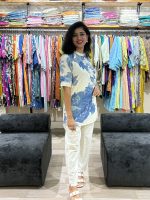 White with Blue Floral Printed Designer Co-ord Set