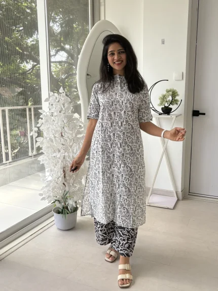 Monochrome Printed Ethnic Pair